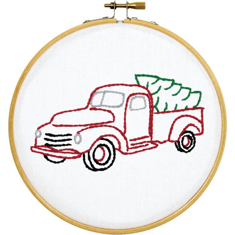 Jack Dempsey Stamped Hoop Kits 6"-Christmas Truck