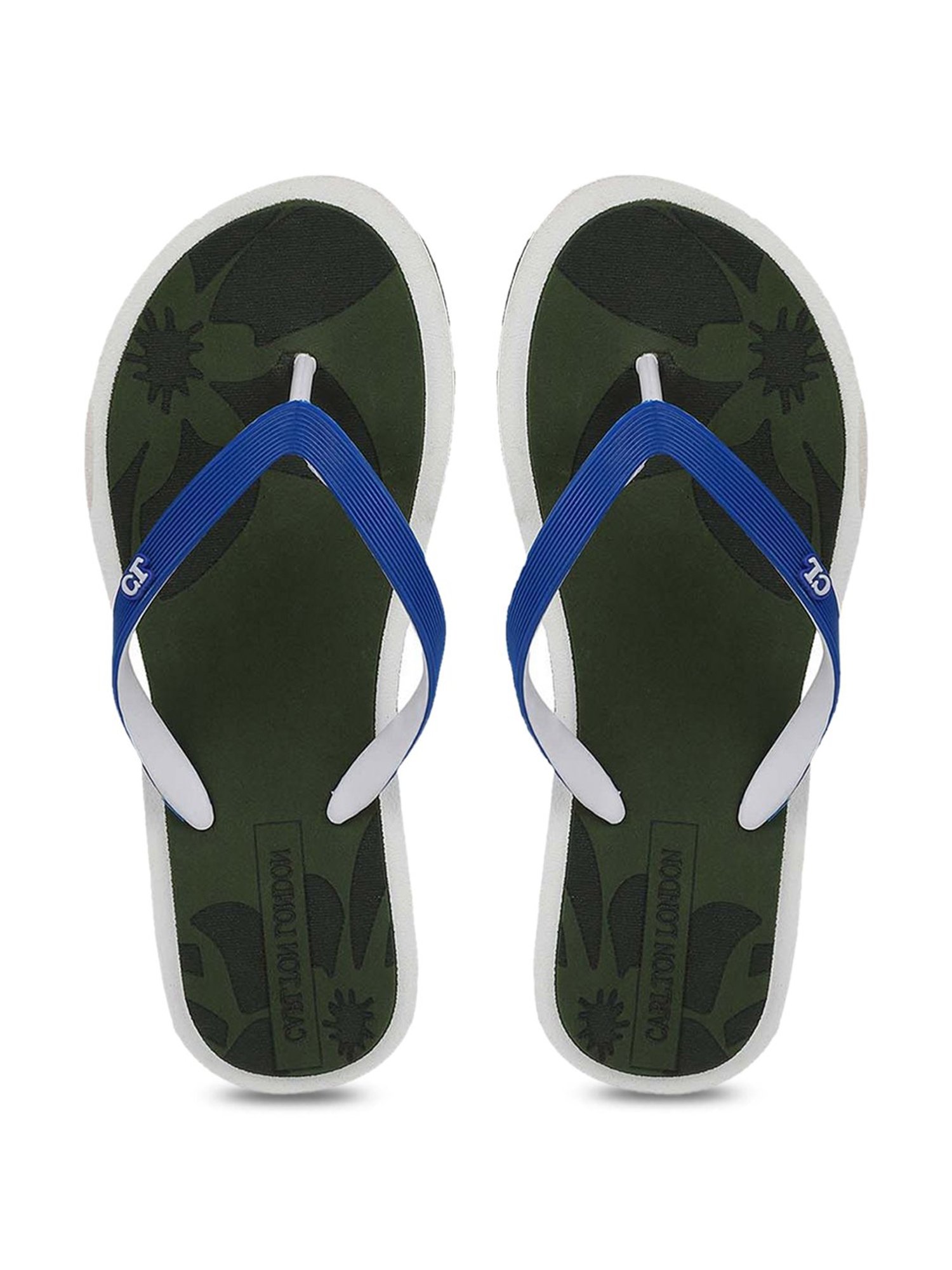 Carlton London Women's Blue & Olive Flip Flops