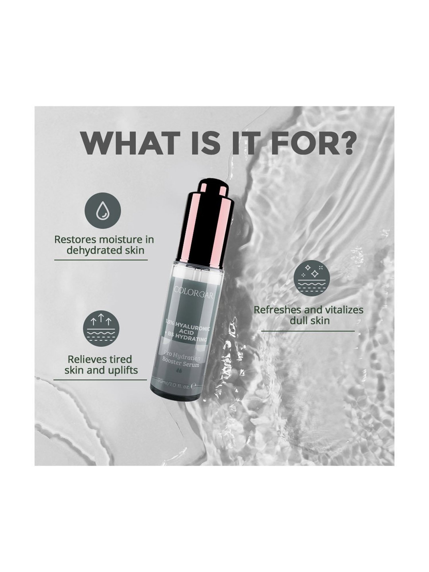 Colorbar Pro Hydration Booster Serum with 1.5% Hyaluronic Acid & B5 Hydrating - 30 ml