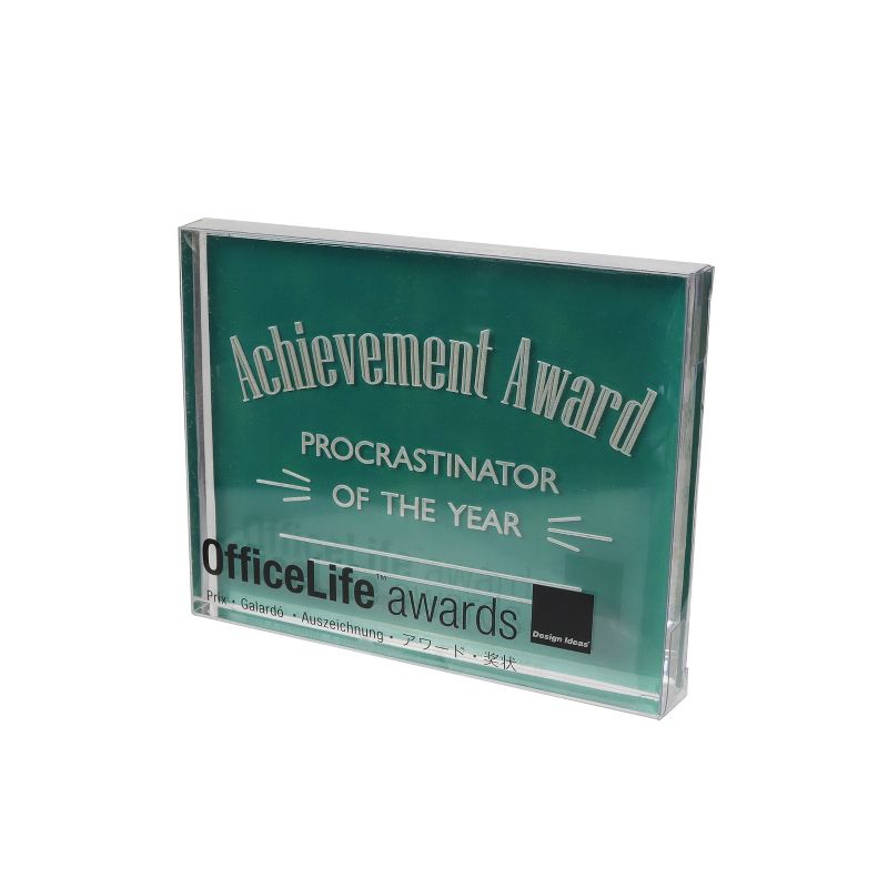 Design Ideas Procrastinator of the Year Trophy - Office Award & Desk Accessory - Clear, 4.9" x 0.6" x 3.9"