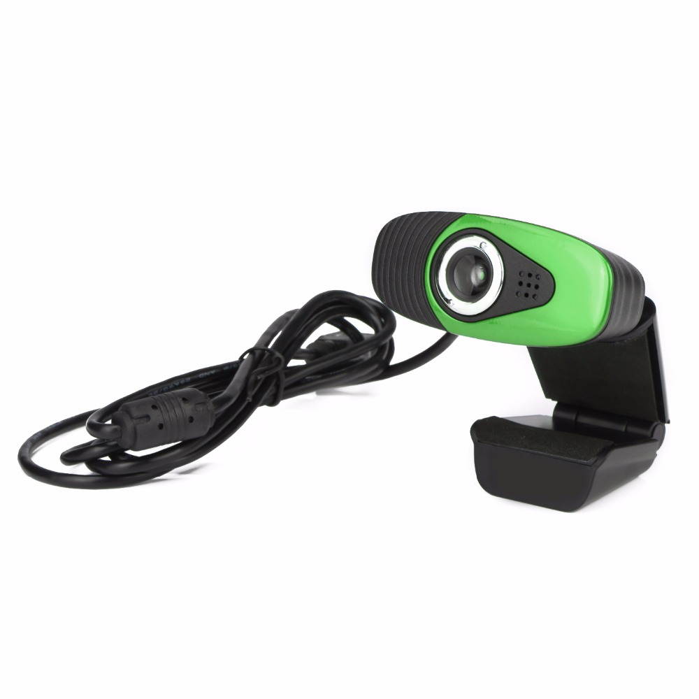 HXSJ A871 Webcam HD 480P PC Camera with Absorption Microphone MIC for Skype for Android TV Rotatable Computer Camera USB Web Cam- Green