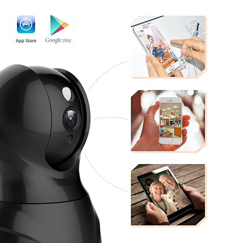 Wireless Security Camera with Twoway Audio  1080P HD WiFi Security Surveillance IP Camera Home Baby Monitor with Motion Detection Night Vision Black