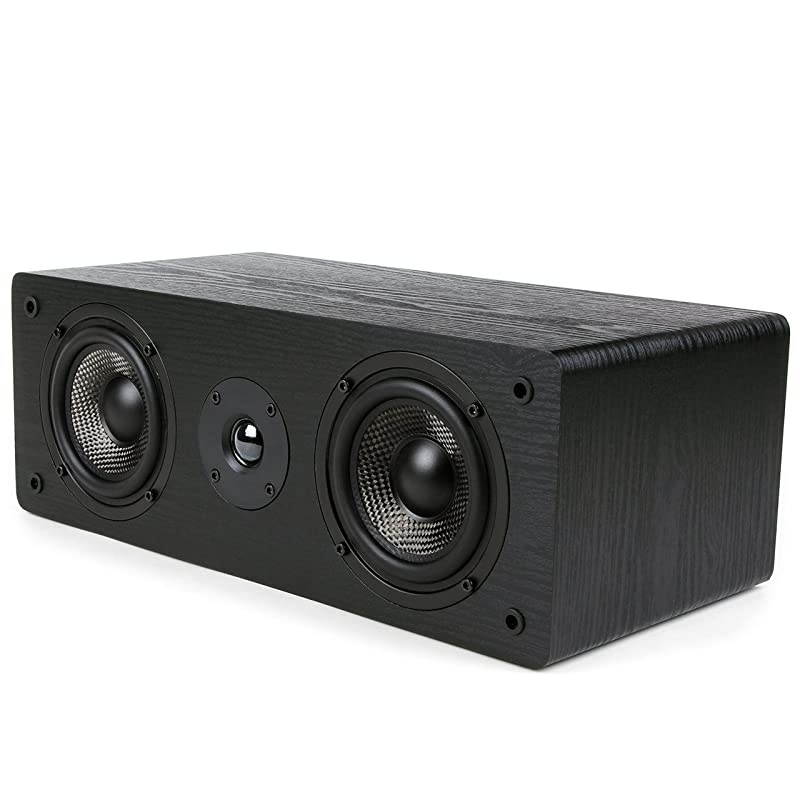 MB42-C Center Channel Speaker with Dual 4-Inch Carbon Fiber Woofer and Silk Dome Tweeter (Black, Each)