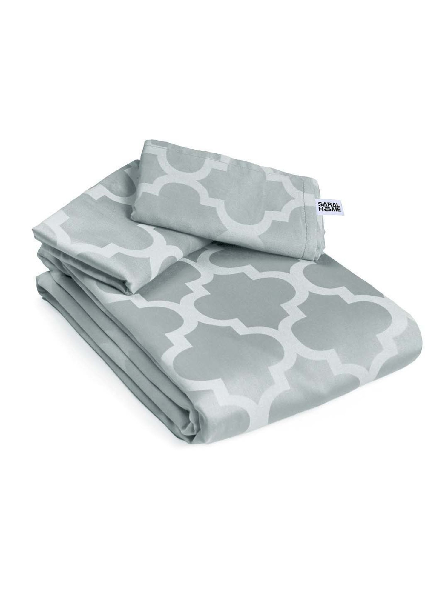 Saral Home Easy Living Grey Cotton Tangier Soft Self Pattern Queen Bed Sheet With Pillow Covers