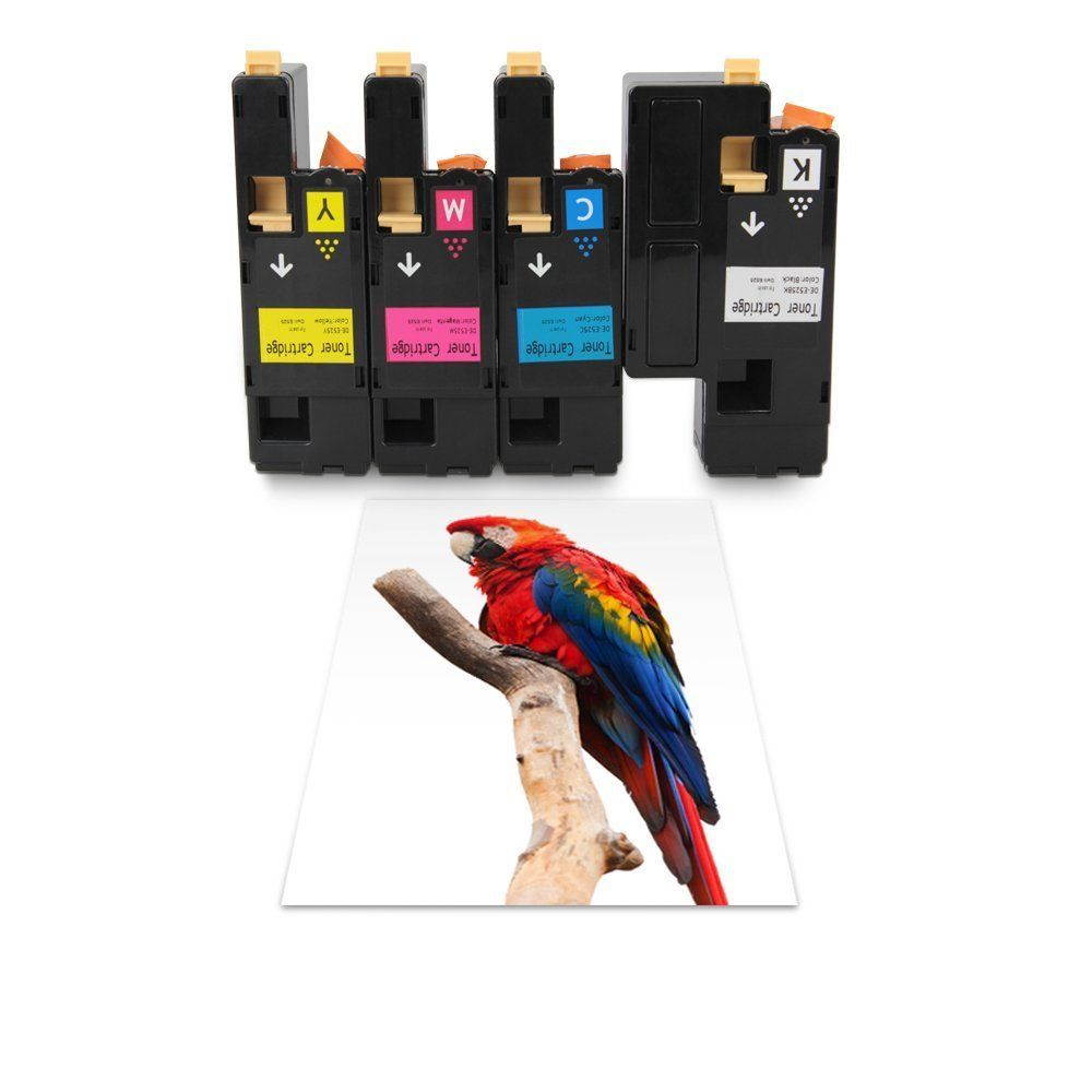4 PK E525W Color Toner Cartridge Set for Dell E525W E525 525 Color Laser Printer (1 593-BBJX Black, 1 593-BBJU Cyan, 1 593-BBJV Magenta, and 1 593-BBJW Yellow)