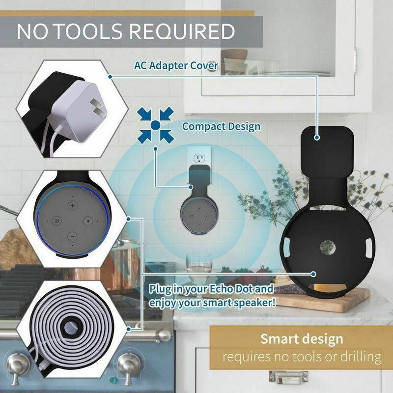 2x Wall Mount Holder For Amazon Echo Dot 3rd Gen Alexa Smart Home Speaker Black
