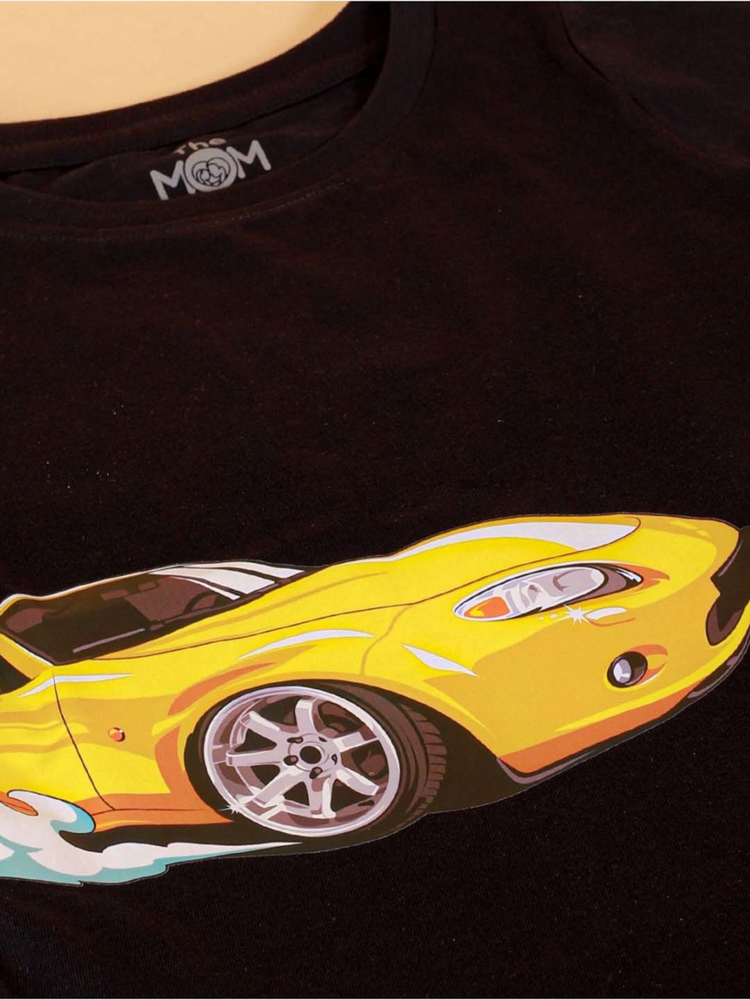 The Mom Store Kids Black Cotton Printed T-Shirt Set