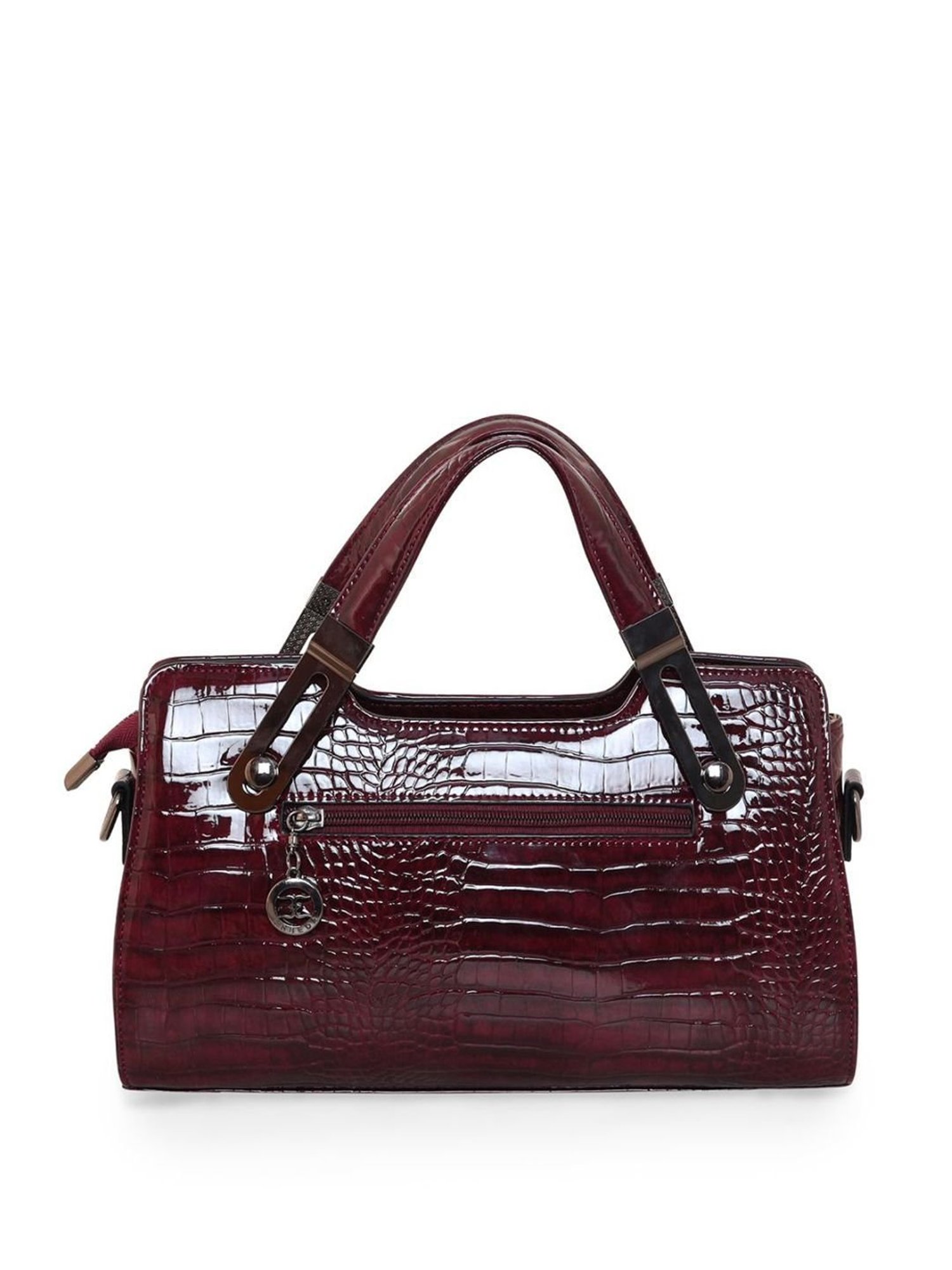 Esbeda Glossy Maroon PU Textured Handbag