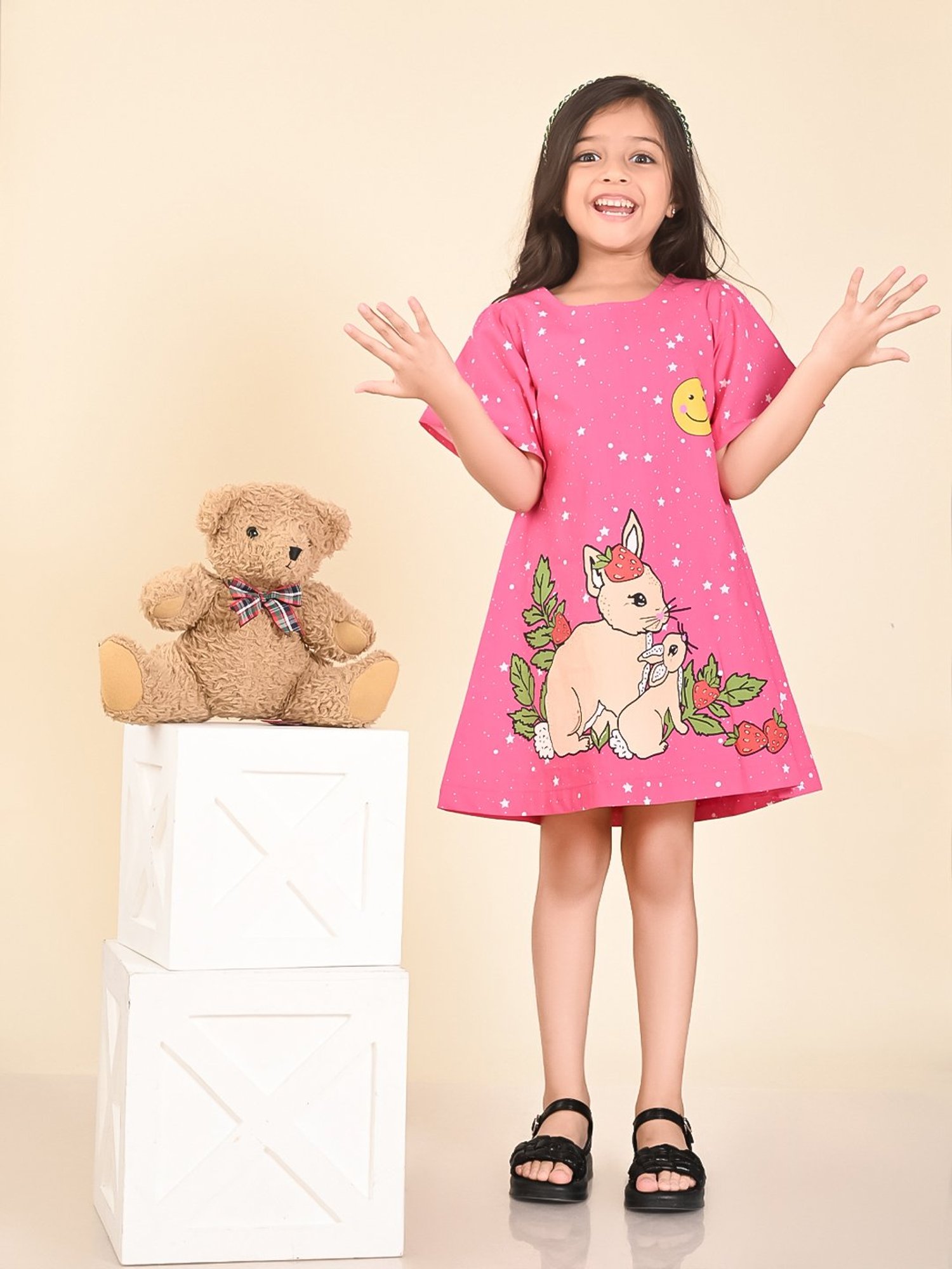 LilPicks Kids Pink Printed A Line Dress