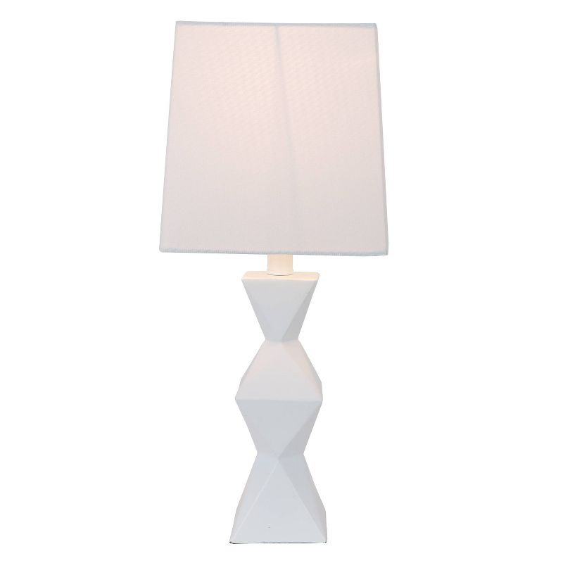 20.5" Knox Stacked Diamond Tale Lamp Satin White - Decor Therapy