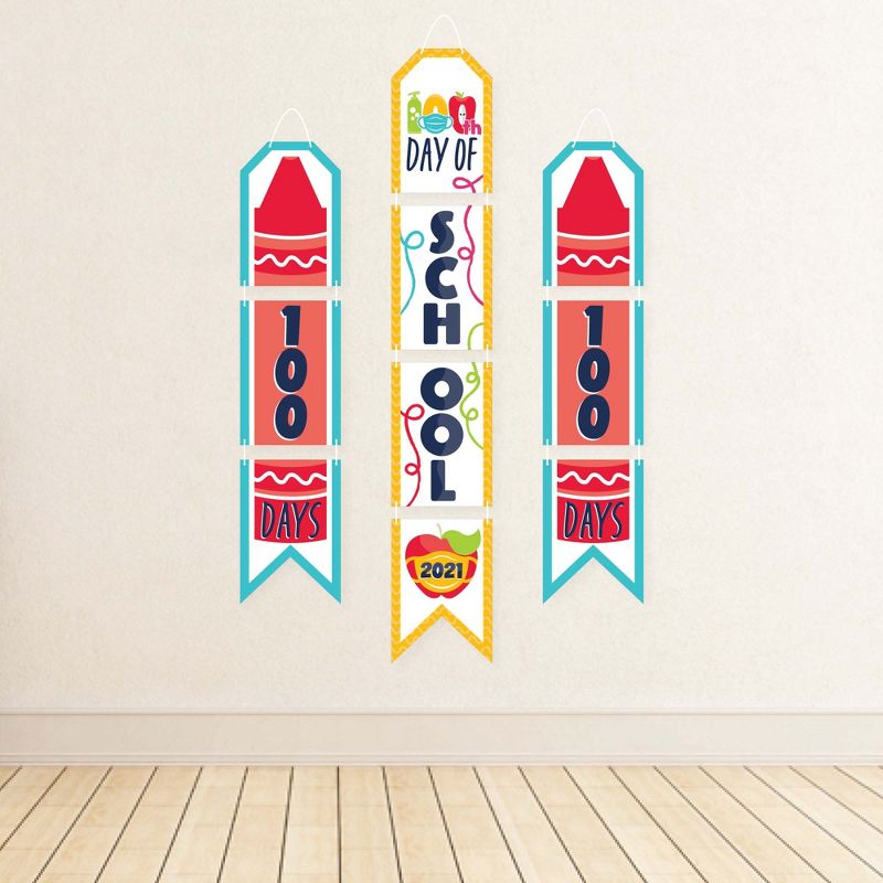 Big Dot of Happiness 100 Days 2021 - Hanging Vertical Paper Door Banners - 100th Day of School Party Wall Decoration Kit - Indoor Door Decor
