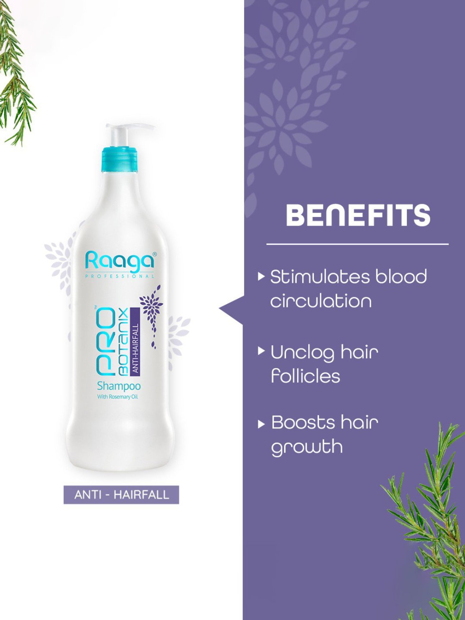 Raaga Professional Pro Botanix Anti-Hairfall Shampoo - 1000 ml