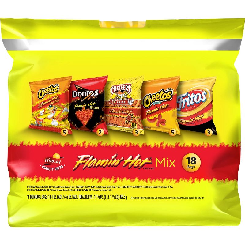 Frito-Lay Flamin' Hot Mix, Variety Snack Pack - 18ct
