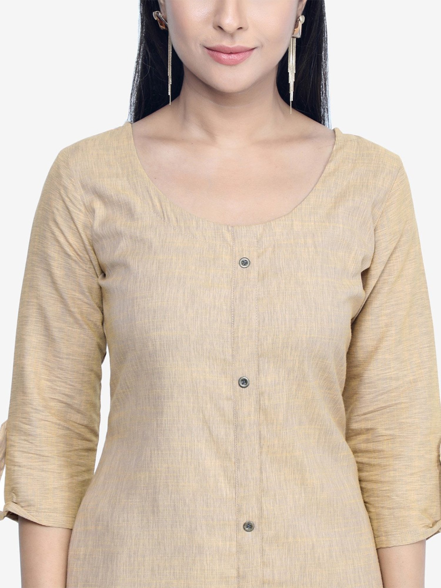 Paislei Beige Printed Viscose Kurta