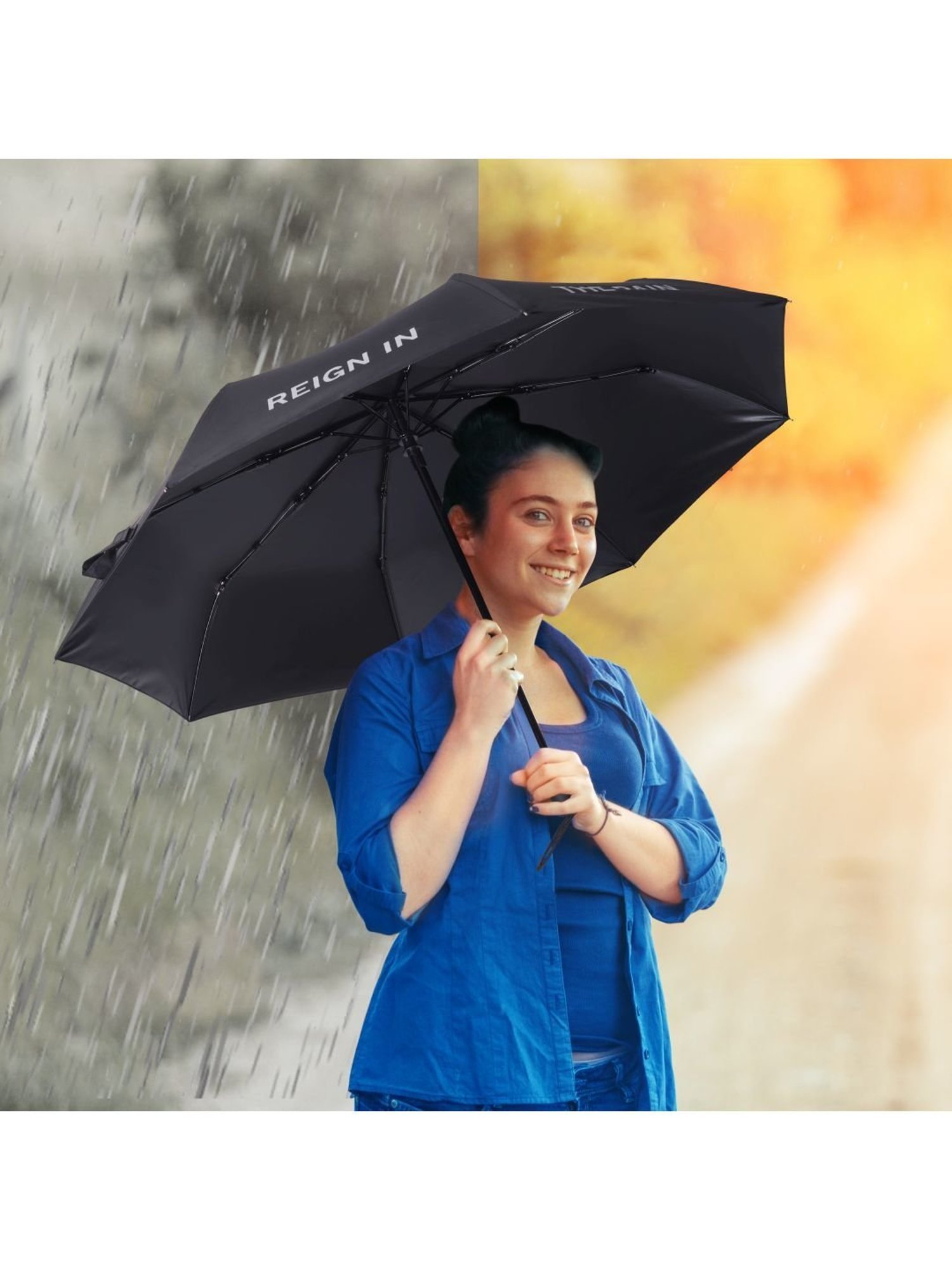 Kenneth Cole New York Mini UV Protection Black Umbrella