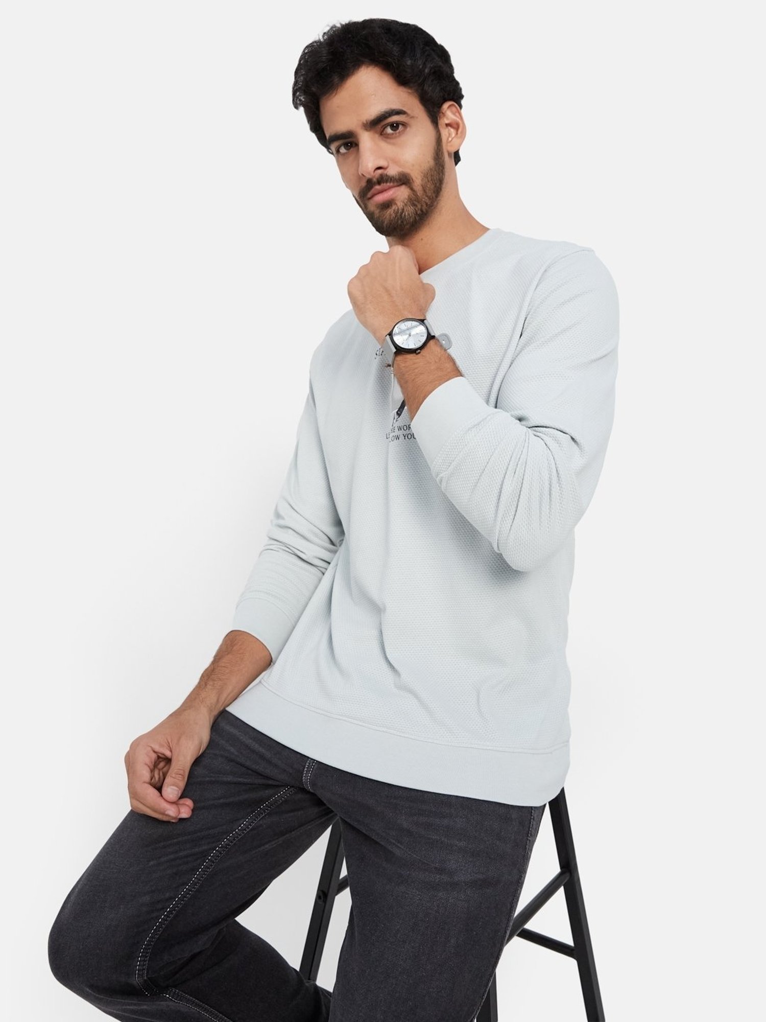 Octave Silver Regular Fit Printed Sweatshirt