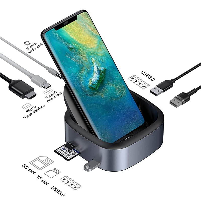 8-in-1 Dock for Samsung Dex Station,  for Samsung Docking Station, USB C to 4K HDMI Adapter DeX Station, Desktop Experience for Samsung Galaxy S20/S10/S9/S8,Note 10/9,