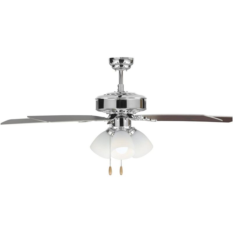 52" Monte Carlo Haven LED 3 Chrome 3-Light Pull Chain Ceiling Fan