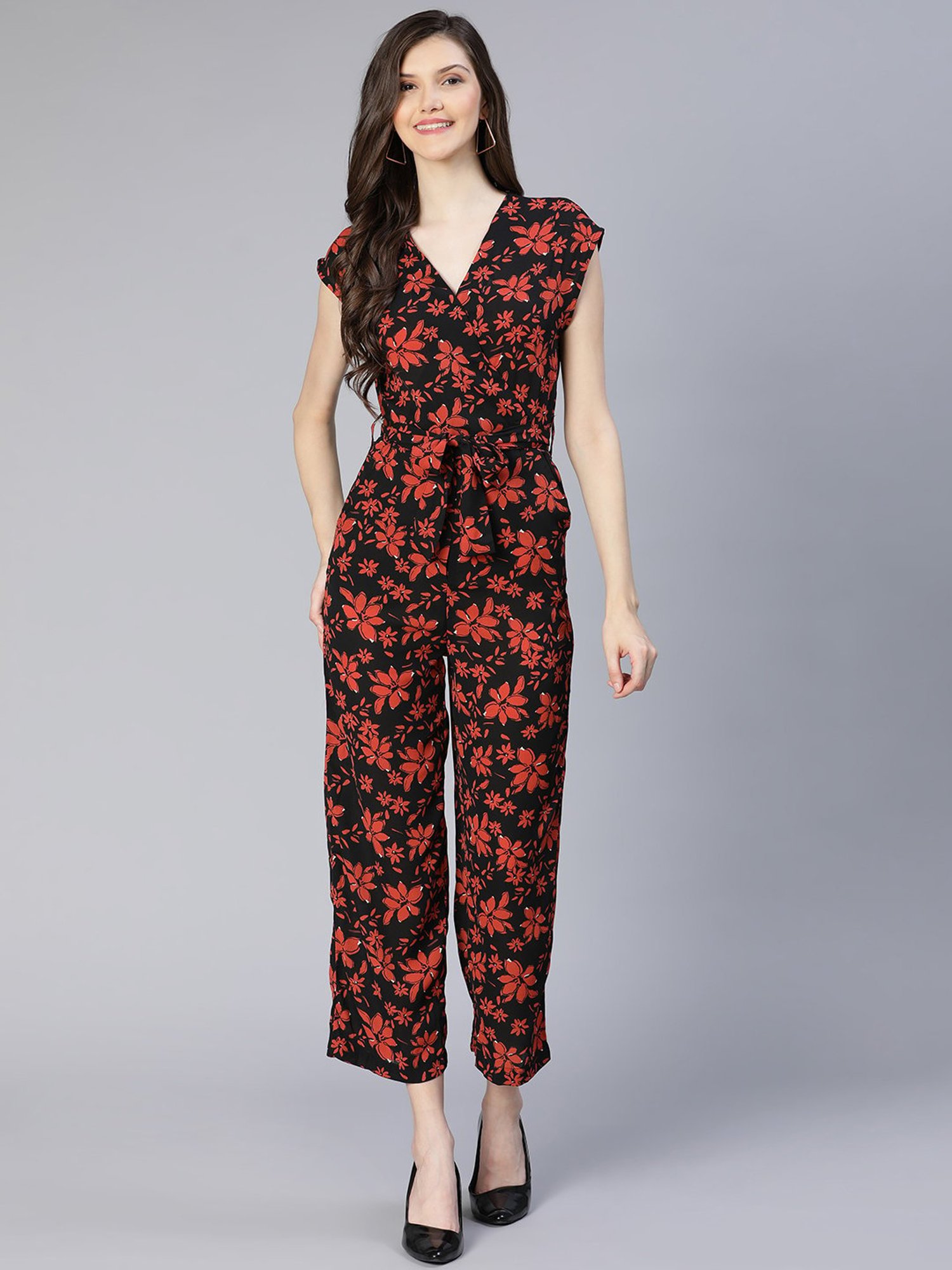 Belle Fille Black Floral Print Jumpsuit