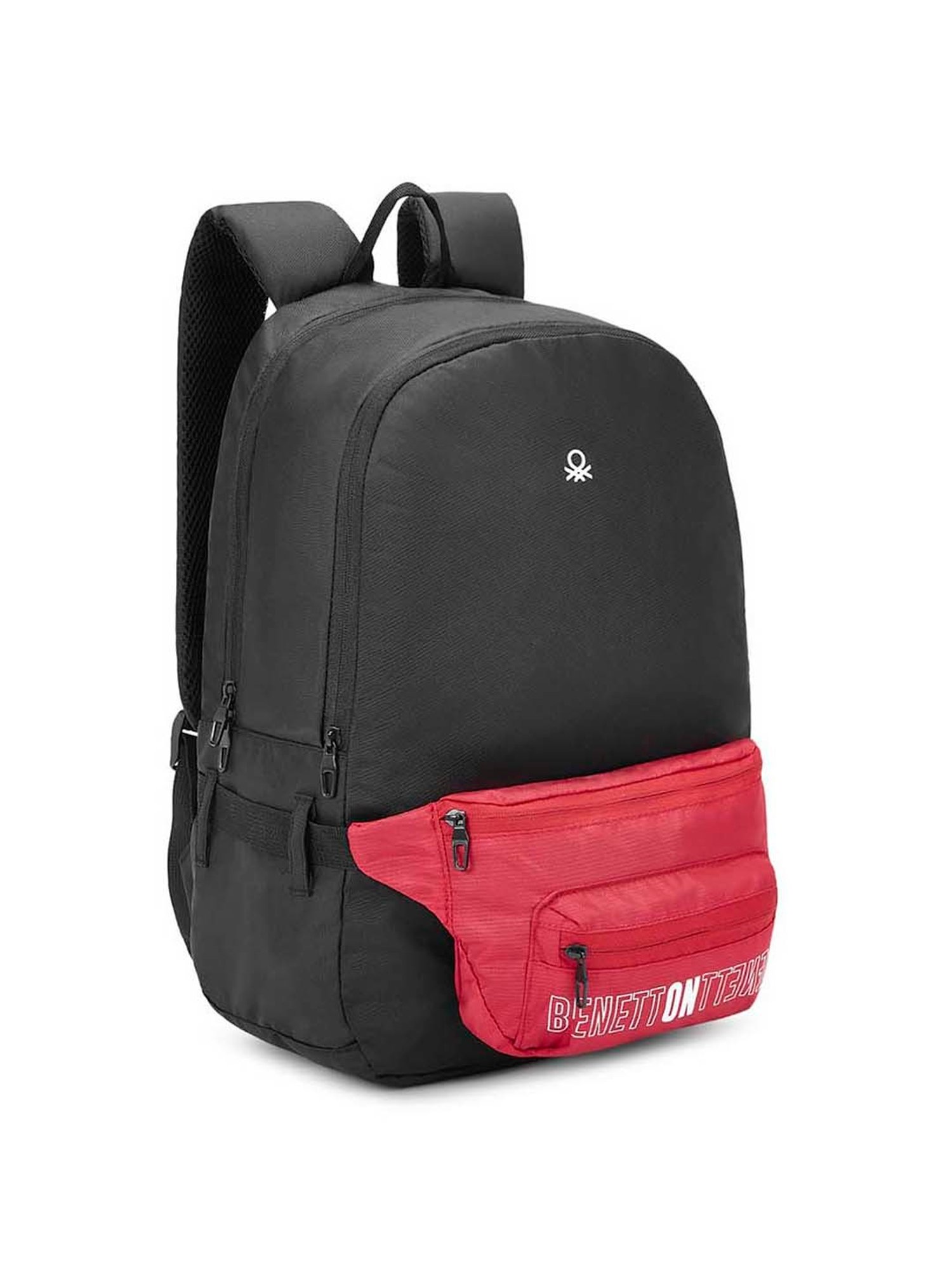 United Colors of Benetton Olivine 9 Ltrs Black & Red Small Laptop Backpack
