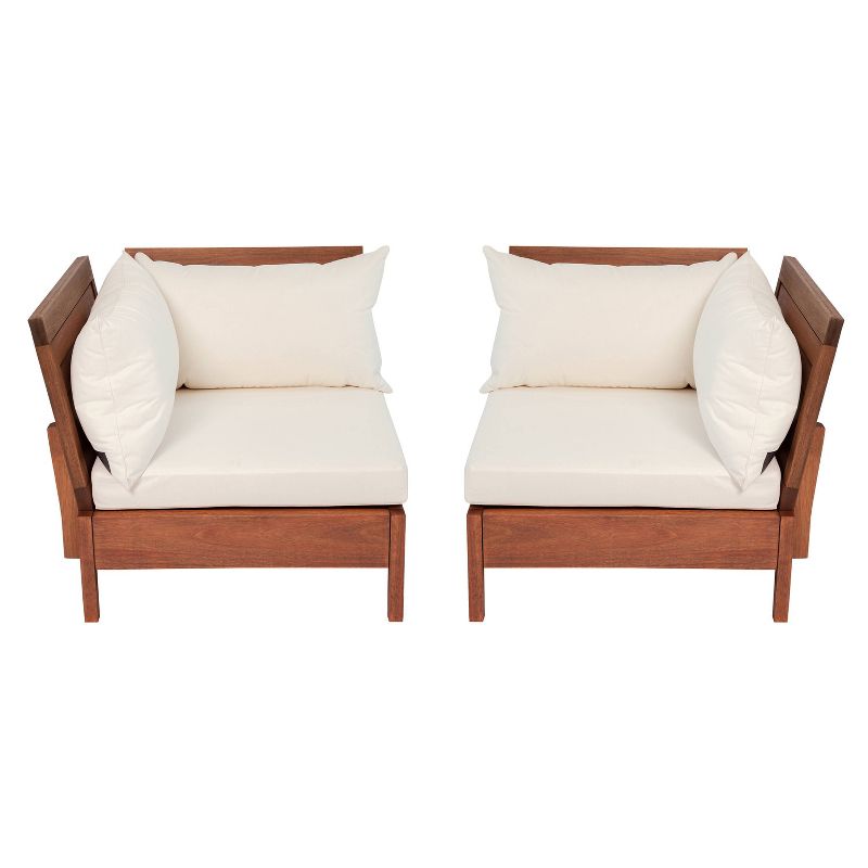2pc Grass Eucalyptus Corner Chair with Cushions Brown - Alaterre Furniture