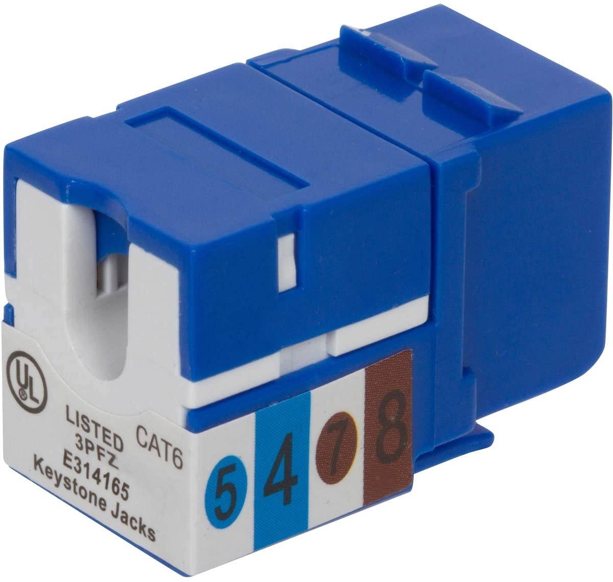 Buyer's Point Cat6 RJ45 90-Degree Keystone Jack, Punch Down Keystone Jack Adapter Blue (10 Pack)