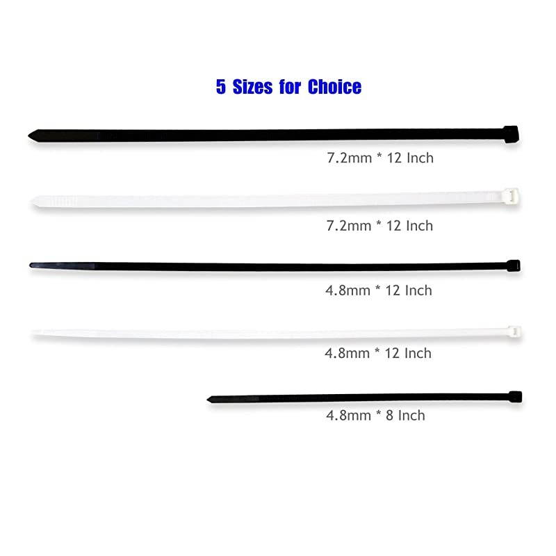 Large 120LBS Tensile 12 Inch Heavy Duty White Industrial Durable Cable Ties Garden Ties 50 Pack