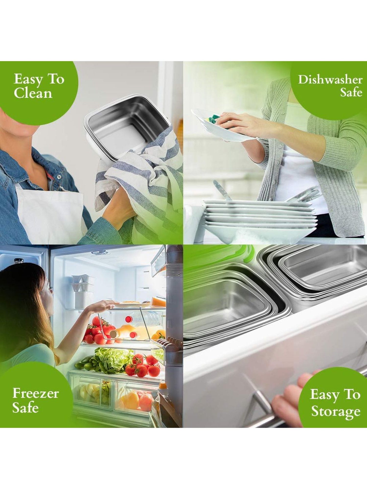 Femora High Steel Rectangular Lunch Box with Air Tight Lid (850 ml) - Set of 1