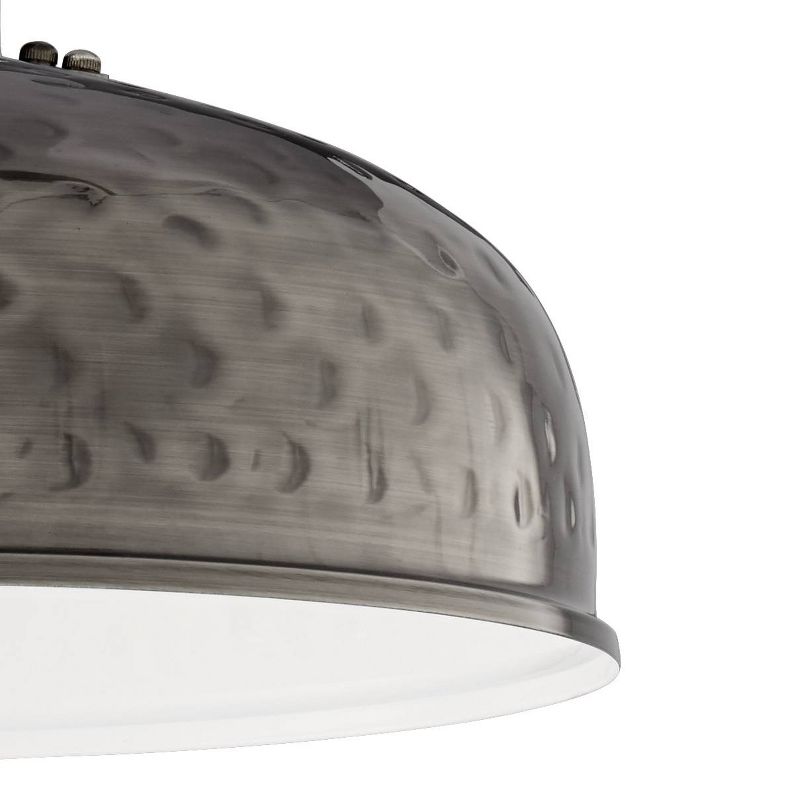 Franklin Iron Works Dyed Nickel Pendant Light 18" Wide Farmhouse Industrial Rustic Hammered Dome Shade Kitchen Island Dining Room