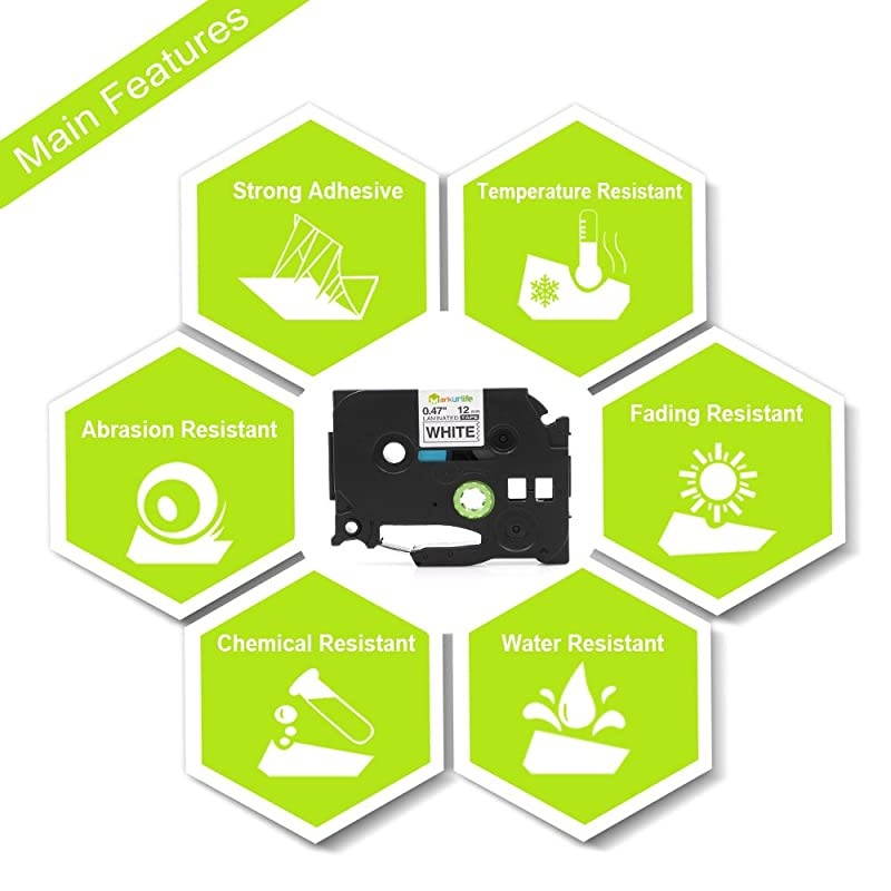Compatible Label Tape Replacement for Brother PTouch TZ Tape TZe231 TZ231 12mm 047 Laminated Tape Black on White for PTouch Label Maker PTD200 PTD210 PTP400 PTD600 PT1750 PT1880