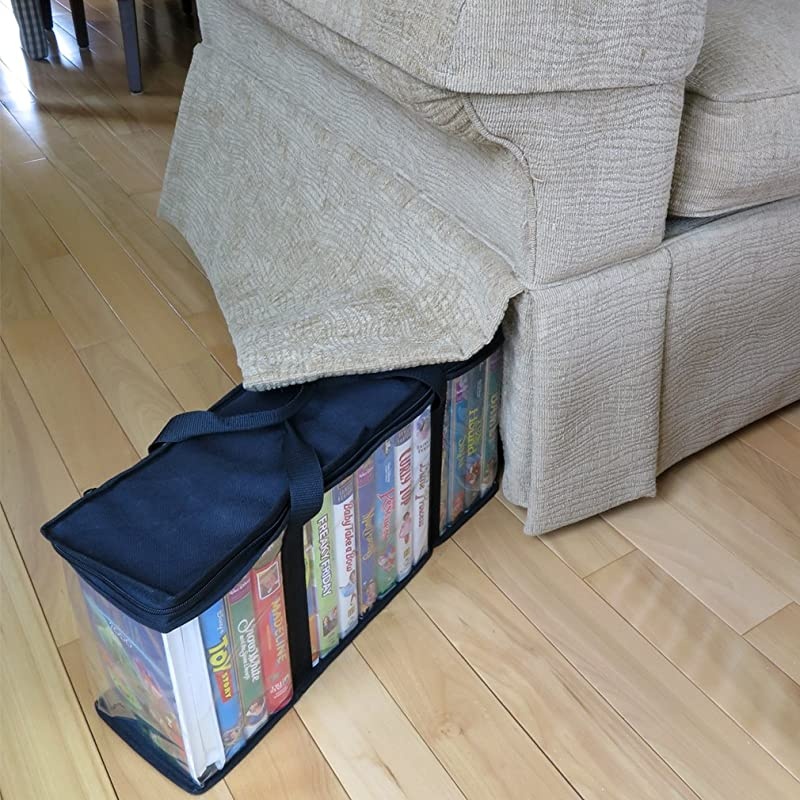VHS Storage Bag-Movie Organizer-Video Tape-Handles-Hold 30-No Dust-Set/2