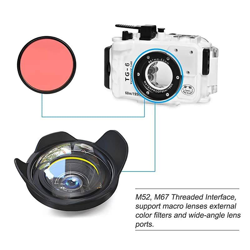 WPC-TG6 Waterproof housing case Underwater Diving 195FT/60M Works for Olympus TG-6 Cameras