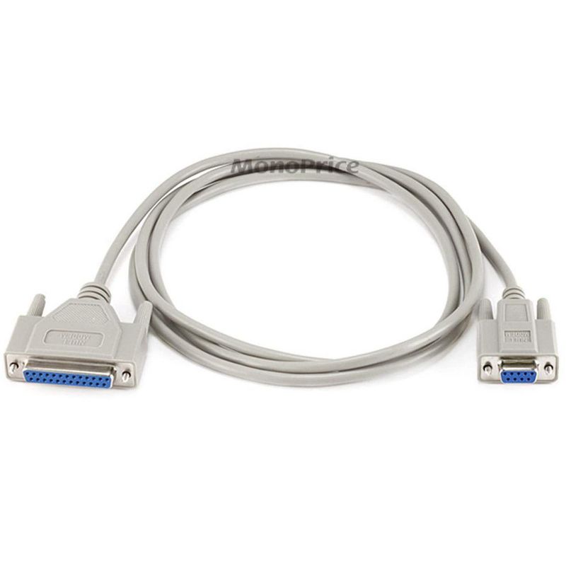 Monoprice Molded Null Modem Cable - 6 Feet - DB9 Female to DB25 Female
