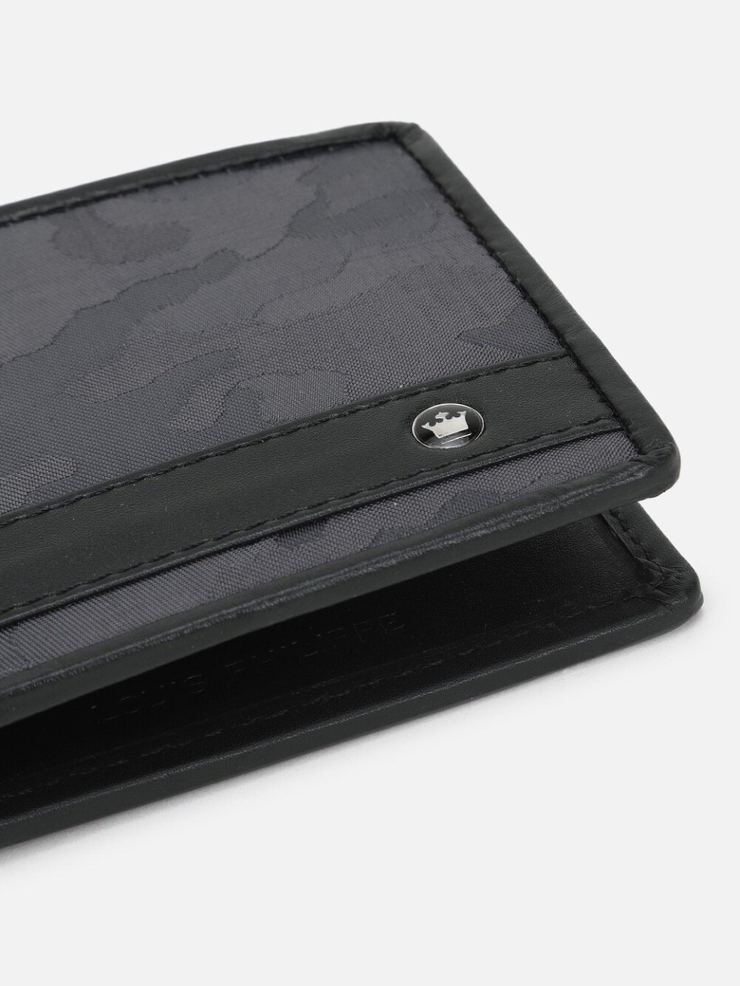 Louis Philippe Grey Leather Paneled Bi-Fold Wallet