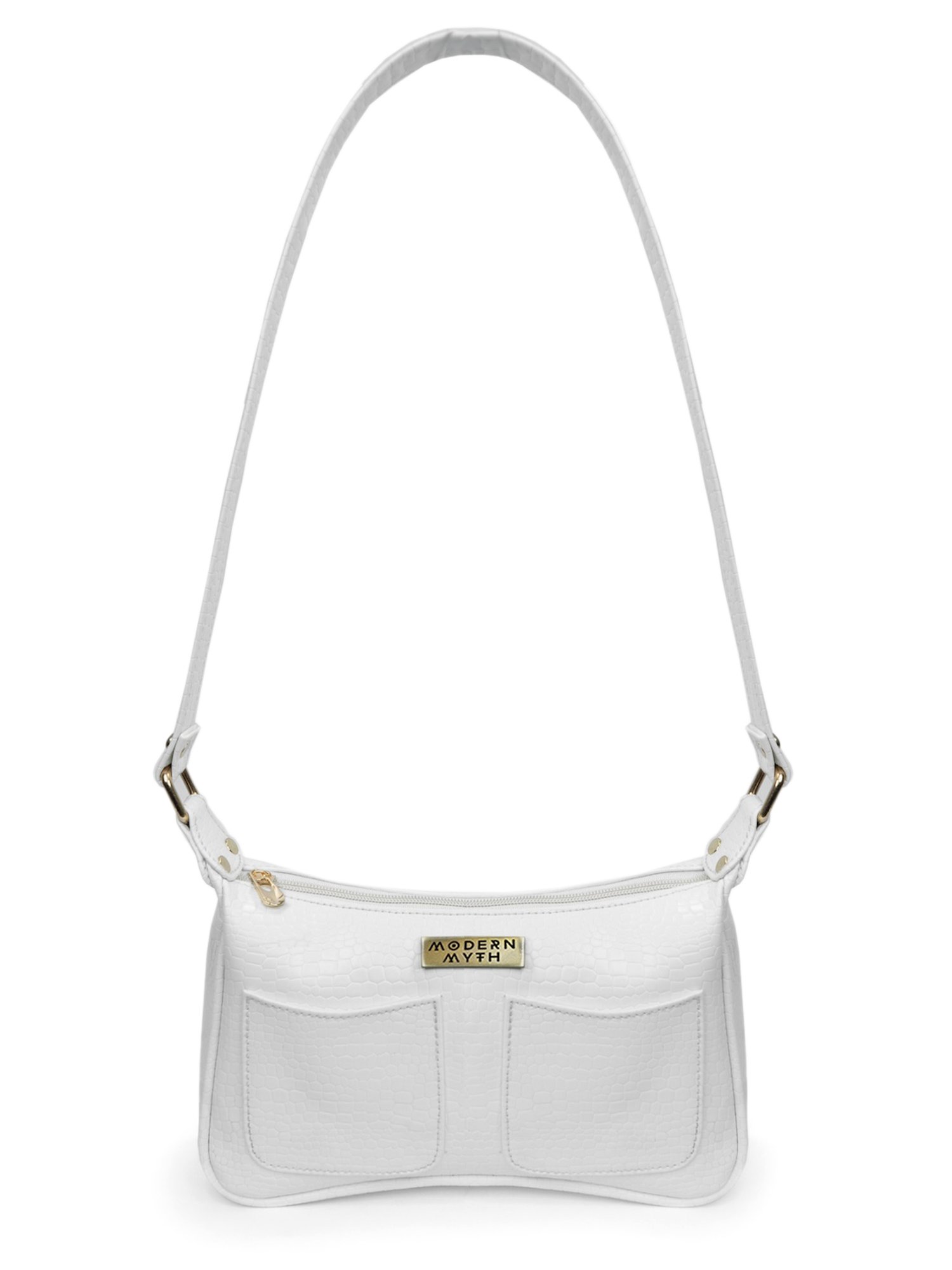 Modern Myth Retro White Textured Medium Shoulder Bag