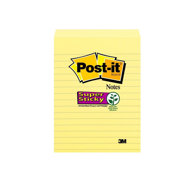 Post-it 4pk 4" x 6" Lined Super Sticky Notes 45 Sheets/Pad - Canary Yellow