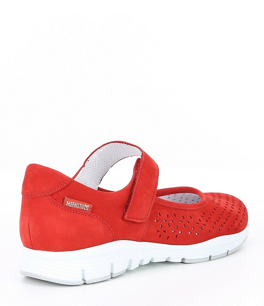 Mephisto Perforated Leather Flat Mary Janes