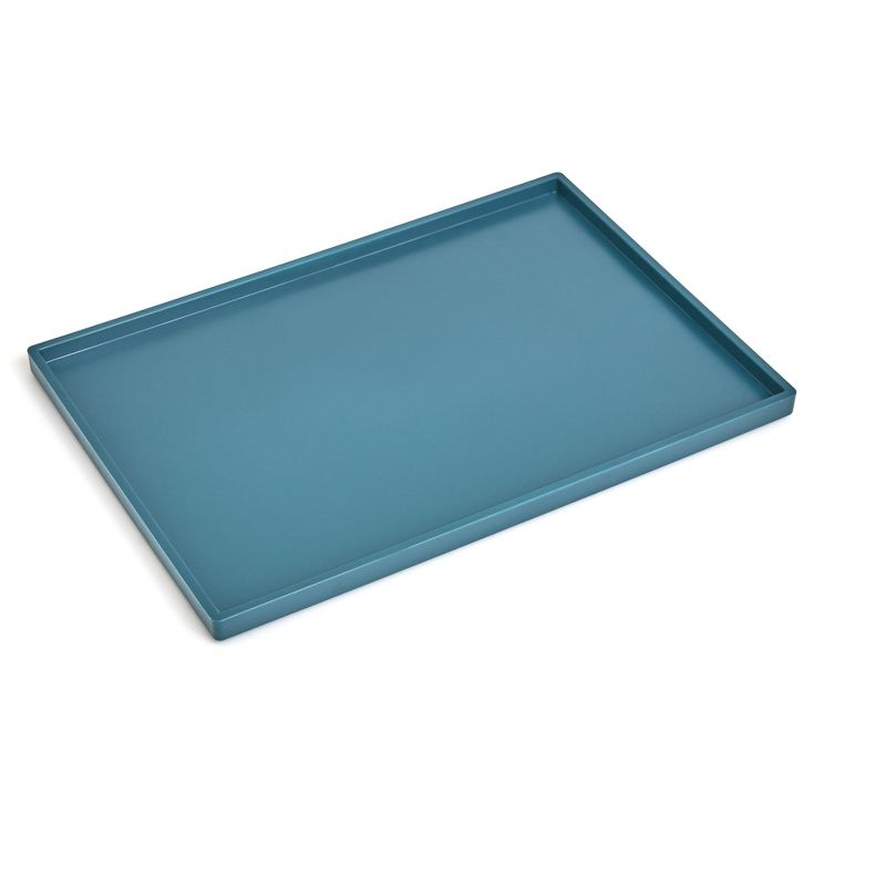 TRU RED Slim Stackable Plastic Tray, Teal TR55268 