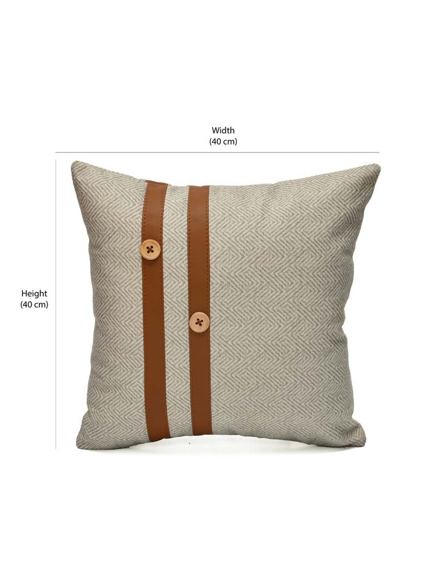 @home Beige Leather Cushion Cover With Zipper