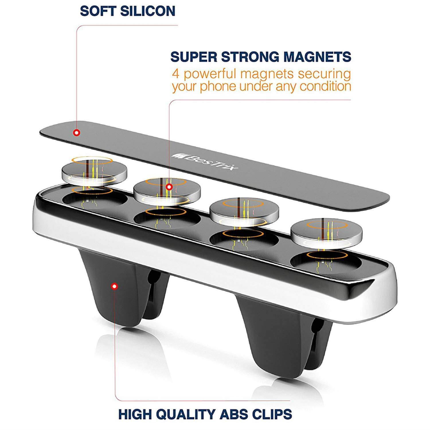 Bestrix Magnetic Phone Holder for Car Air Vent, Super Strong Magnet, Elegant & Luxury Design Compatible with All Smartphones & Mini Tablets