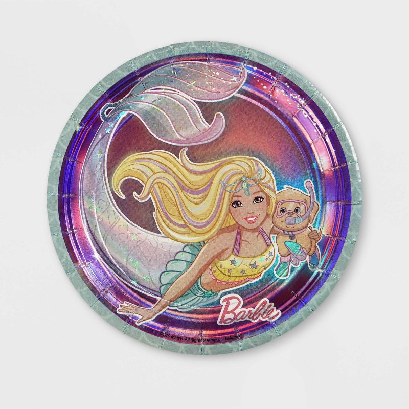 8ct 7" Barbie Mermaid Paper Snack Plates - Mattel