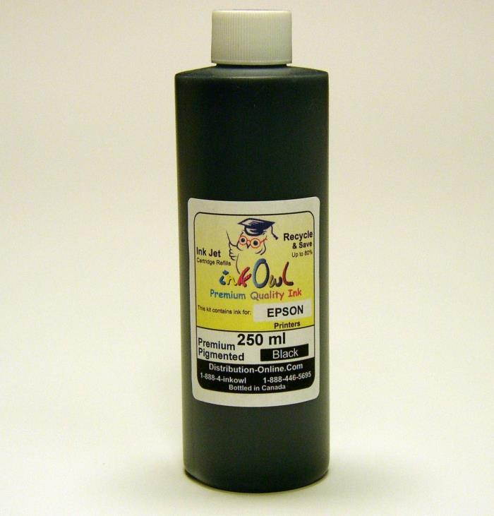 InkOwl Premium Pigmented Ink for EPSON printers using Durabrite ink (250mL, Black)