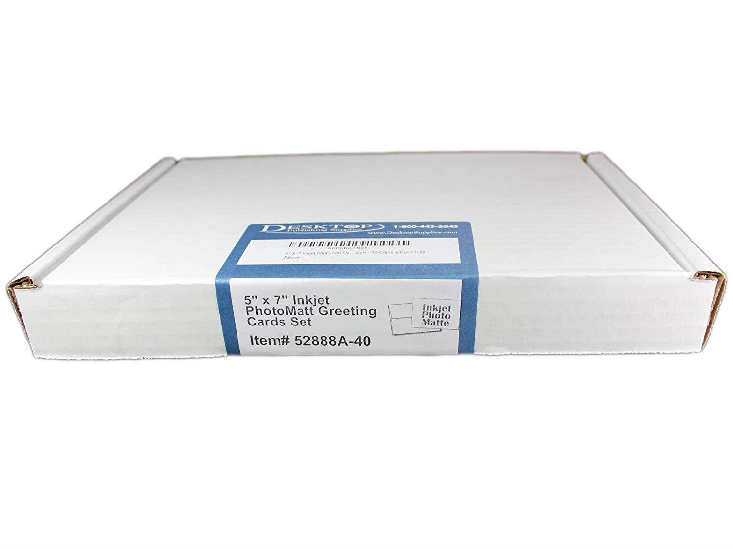 5" X 7" - Blank Inkjet Photo Matte Card Sets - 40 Cards & Envelopes