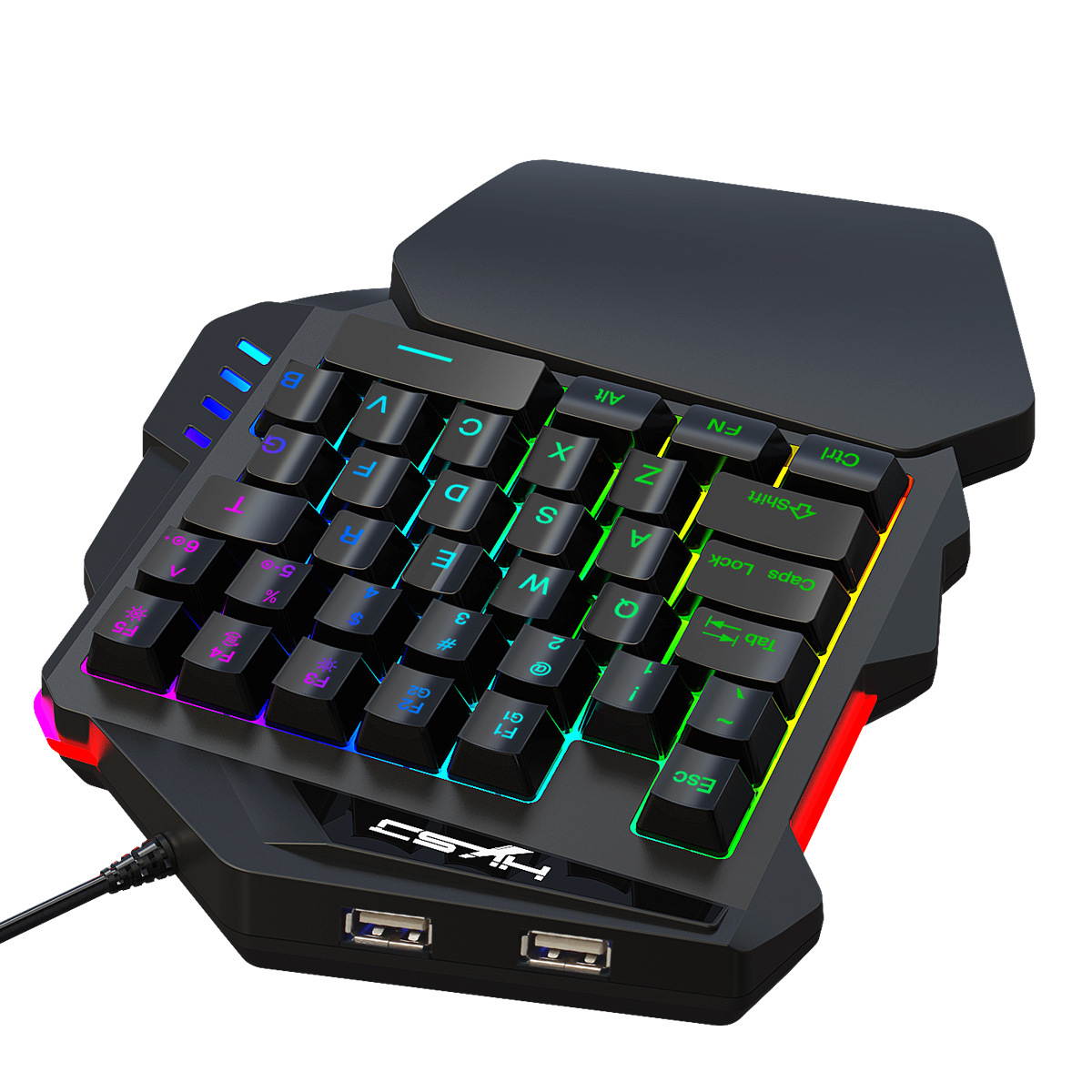 HXSJ V500 Gaming One-handed Keyboard RGB Luminous Keyboard Built-in Converter Support PS3 PS4