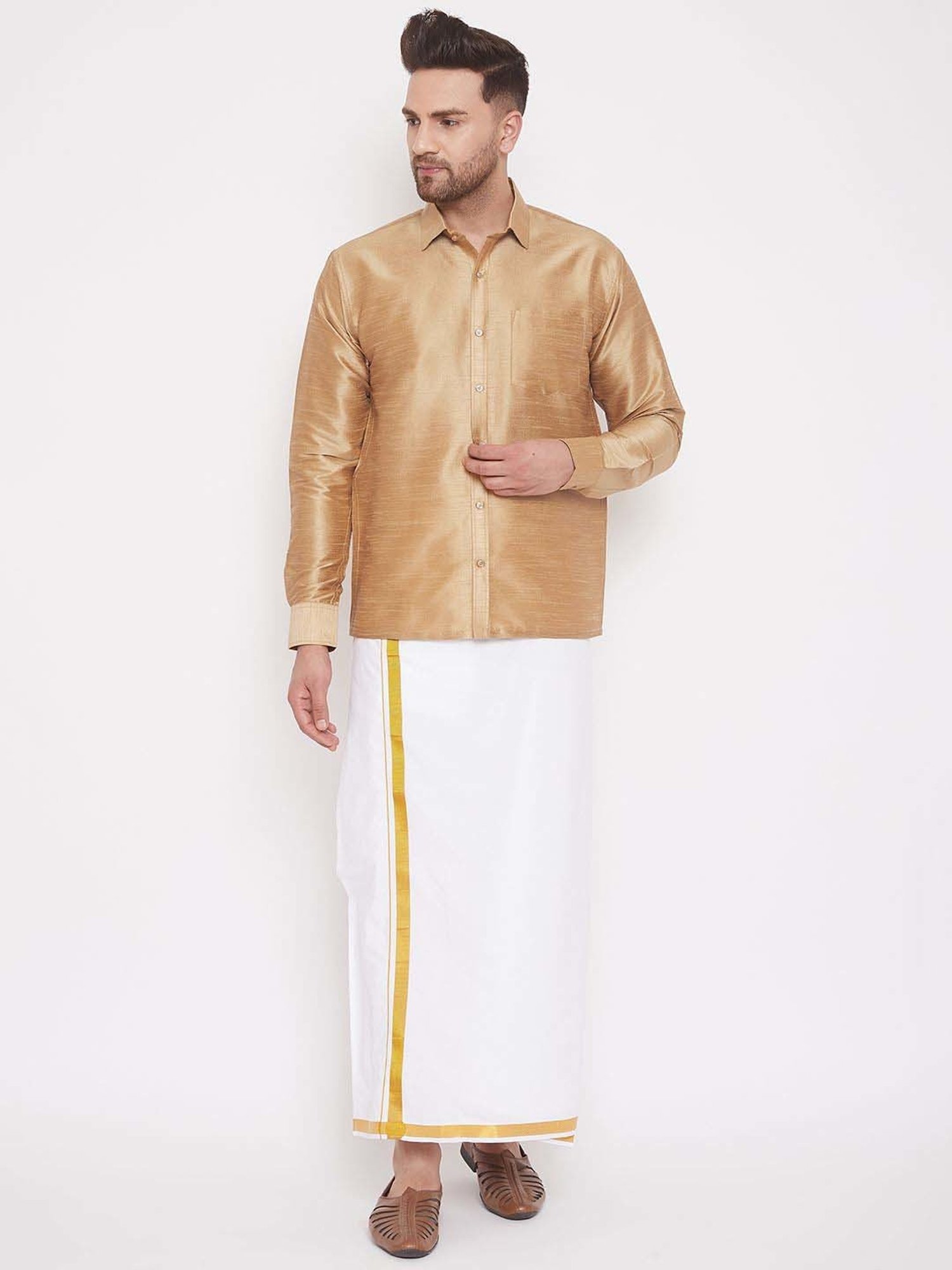 Ramraj Red Cotton Regular Fit Shirt