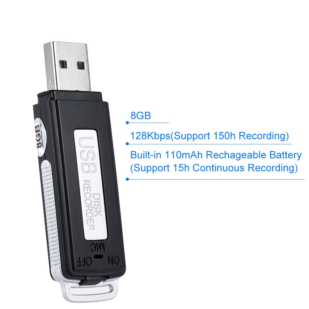 SK-868 8GB Portable USB Disk Audio Voice Recorder