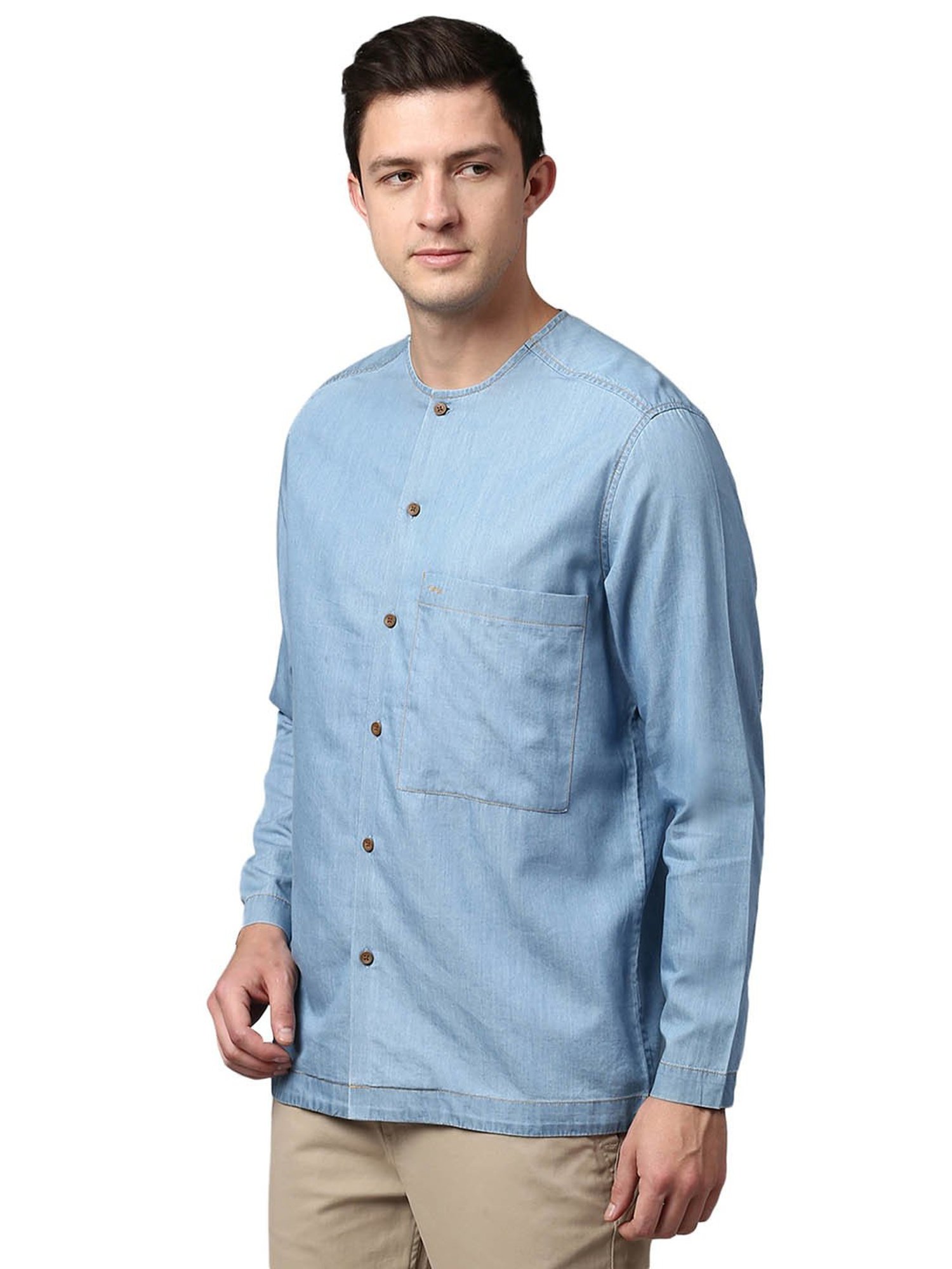 Slowave Blue Regular Fit Shirt