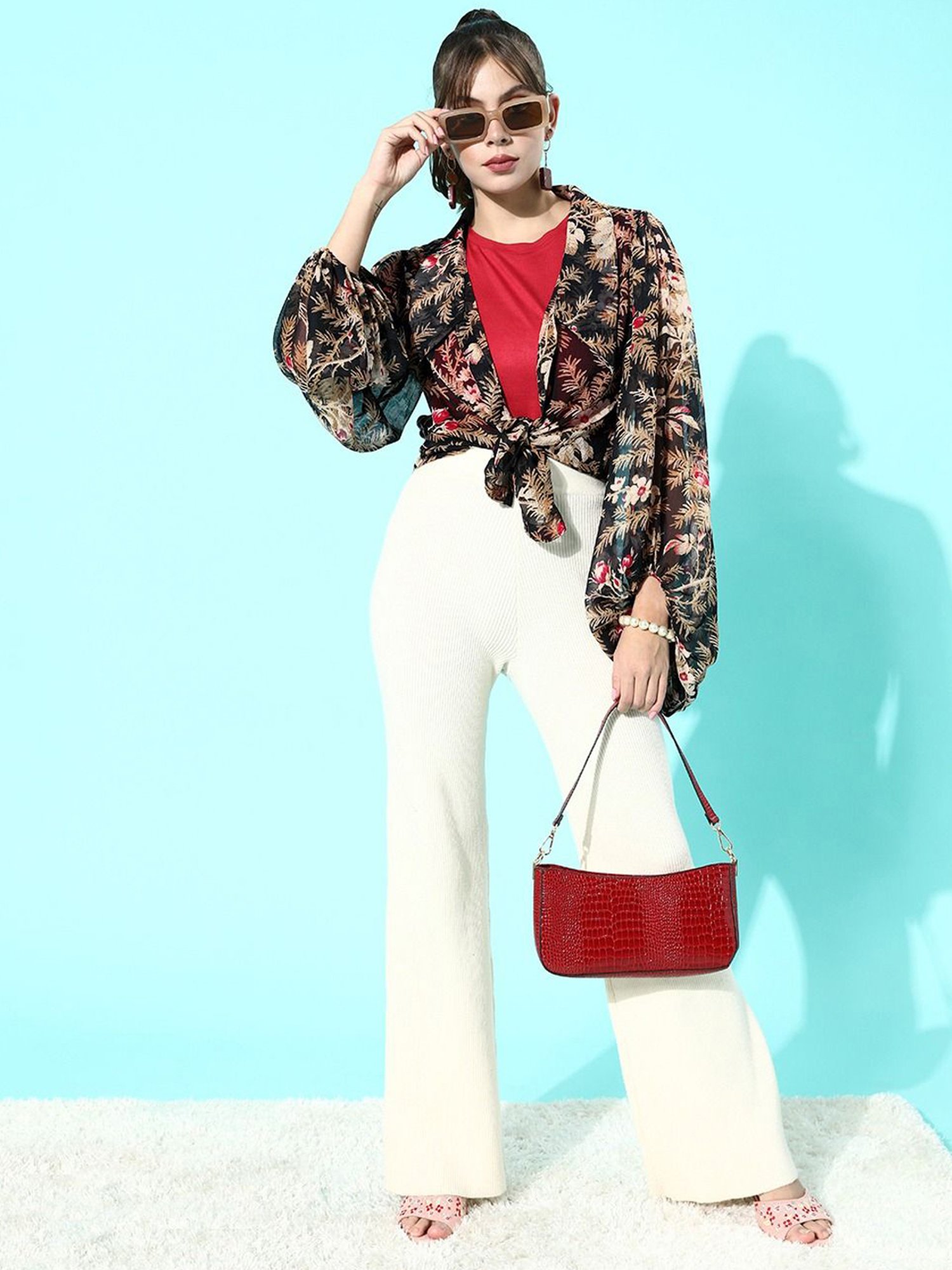 Anvi Be Yourself Brown Floral Print Shirt