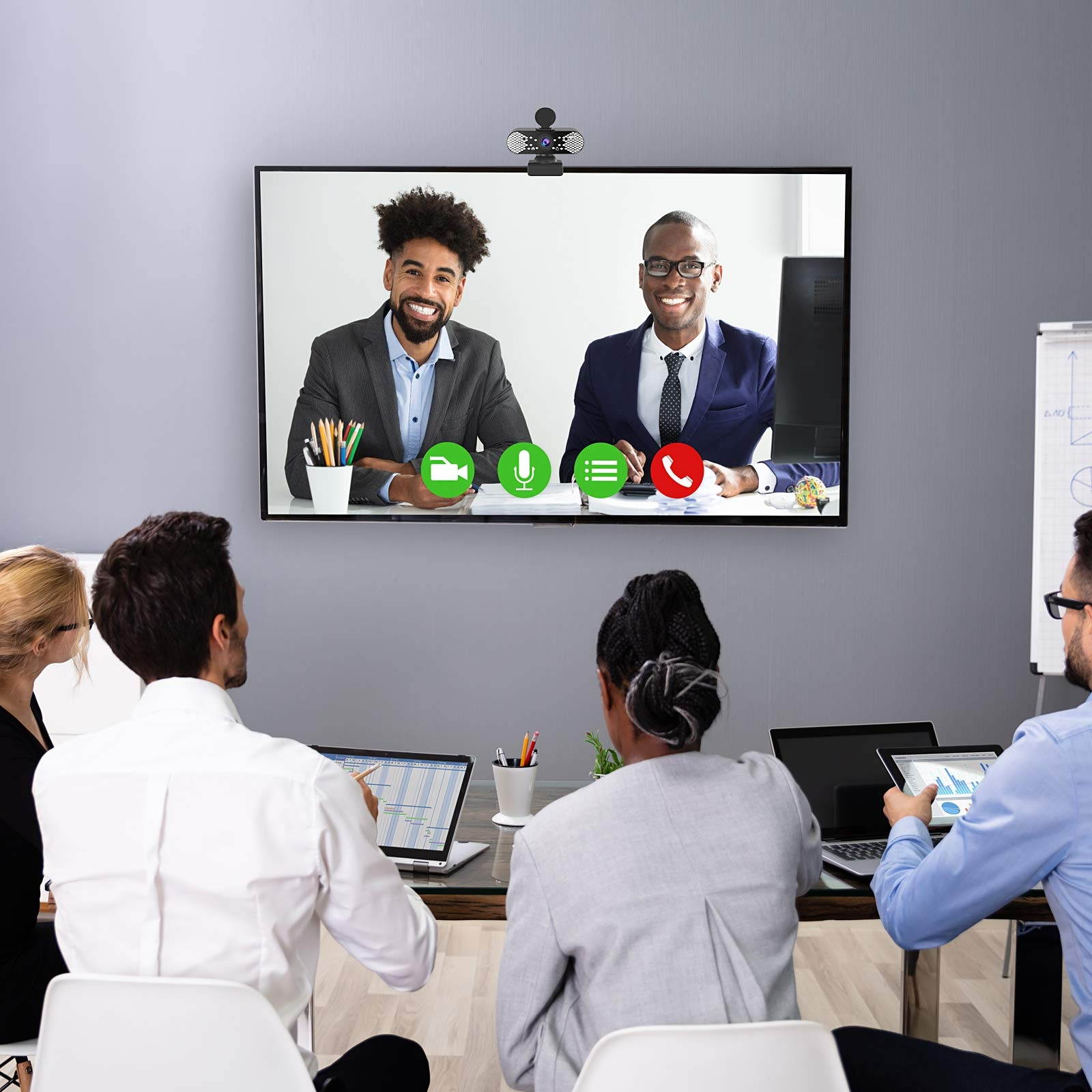 Webcam with Microphone, 1080P HD Webcam & Privacy Cover, USB Plug and Play Laptop PC Desktop Web Camera