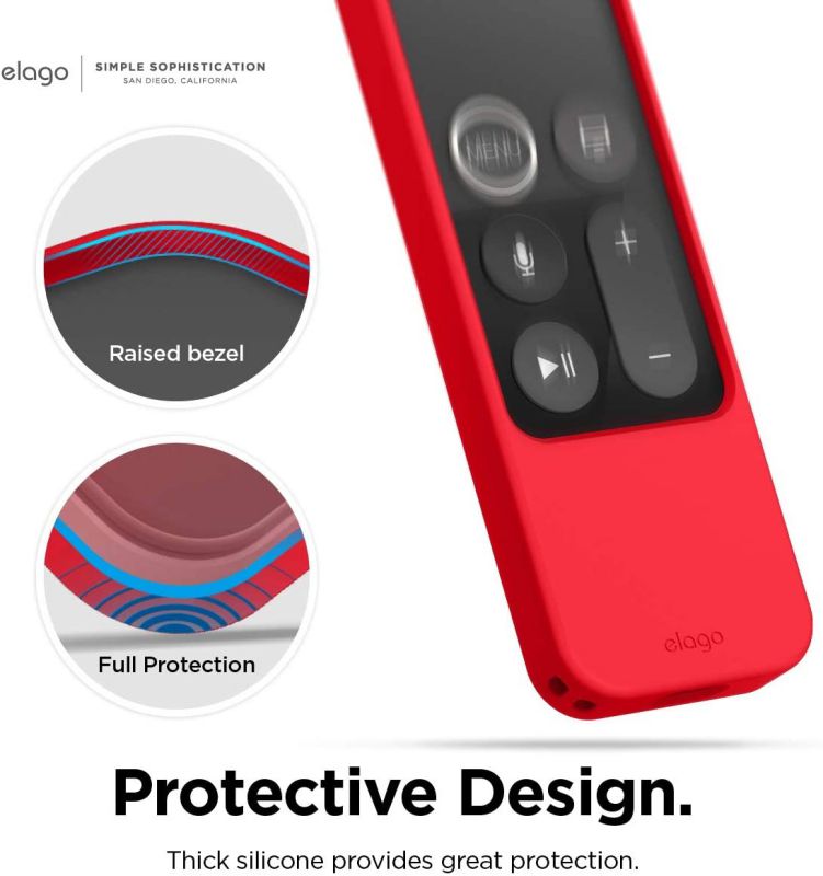 elago R4 Retro Apple TV Remote Case Compatible with Apple TV Siri Remote 1st Generation - Classic Controller Design [Non-Functional], Lanyard Included [US Patent Registered] (Red)